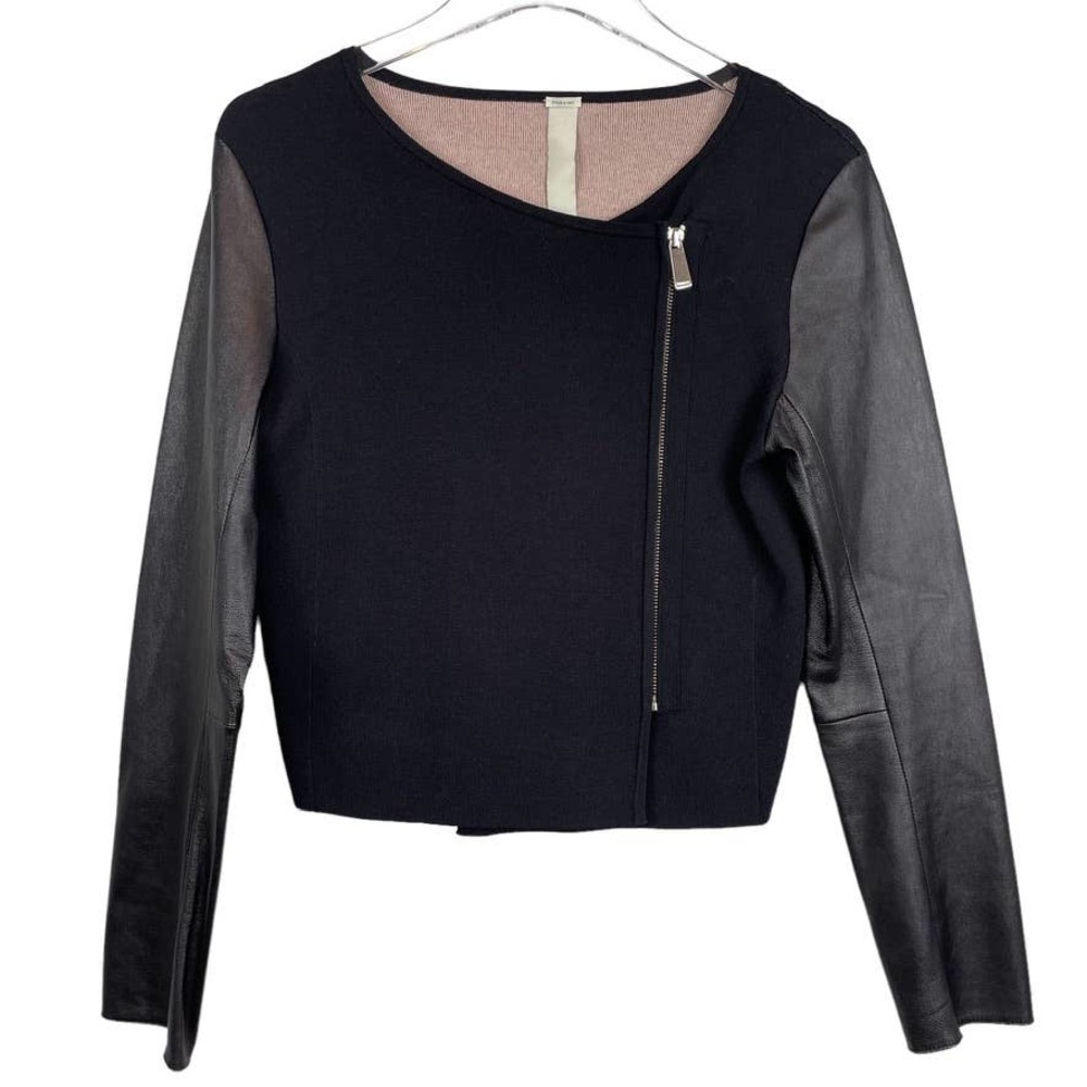 PINKO Moto Zip Sweater Leather Long Sleeves LIKE NEW
